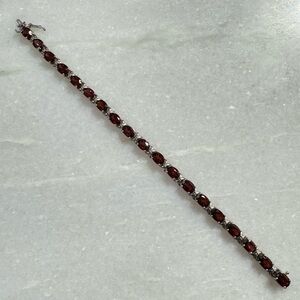 Red Garnet Sterling Silver tennis Bracelet